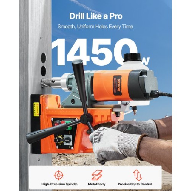 VEVOR Μαγνητικό Δράπανο 1450W Φορητό ZT-45H με Διάμετρο Διάτρησης 1...