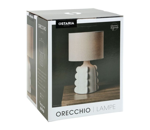 Ostaria Κεραμικό Φωτιστικό Λινό Orecchio Μπεζ και Λευκό -36735