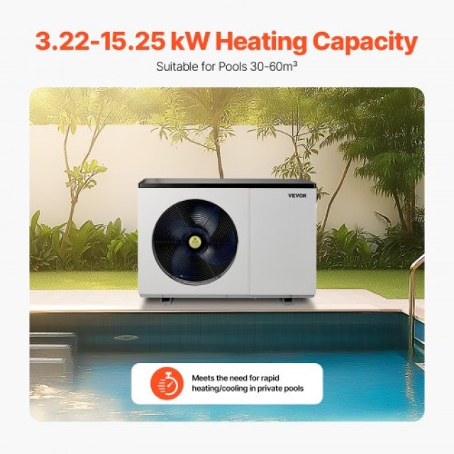 VEVOR Ηλεκτρική Αντλία Θερμότητας Πισίνας 3.22-15.25kW Εξοικονόμηση...