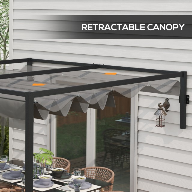 Outsunny Pergola Gazebo 3x4 m με αναδιπλούμενη οροφή και τρύπες αποστράγγισης, σε ατσάλι και πολυεστέρα, γκρι 84C-470V02CG