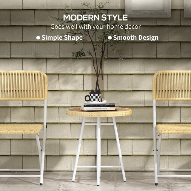 Τραπεζάκι σαλονιού Outsunny Modern Garden σε Rattan and Steel, 50x50x55 cm, μαύρο και ξύλο 867-192V00ND