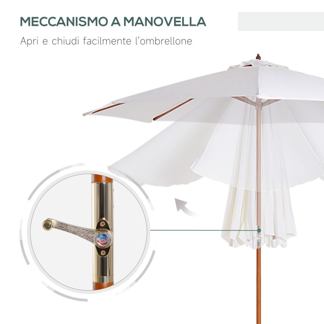 Outsunny Garden Parasol with UV Resistant Ξύλινο κοντάρι Μπεζ Φ270 x 250 cm 84D-012