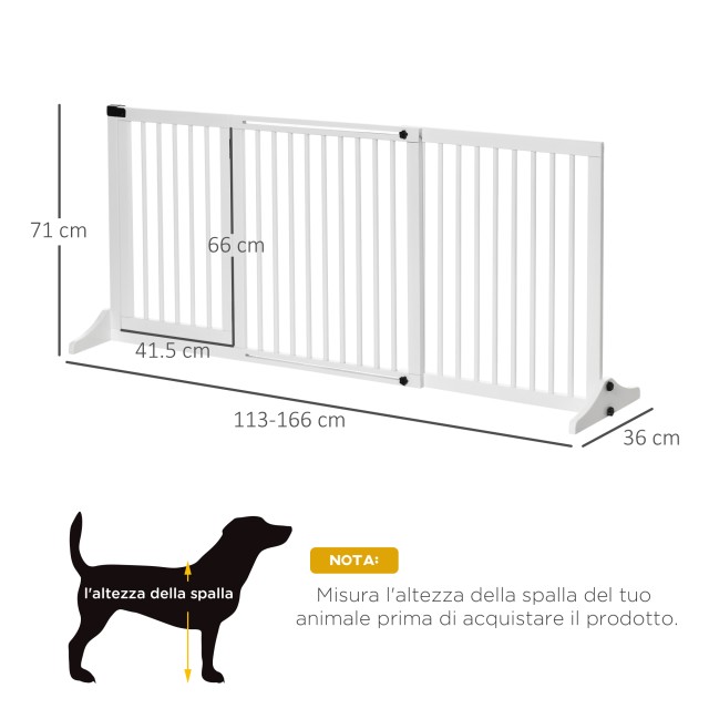 PawHut Dog Gate ρυθμιζόμενο μέγεθος με 3 πάνελ, σε ξύλο πεύκου, 113...