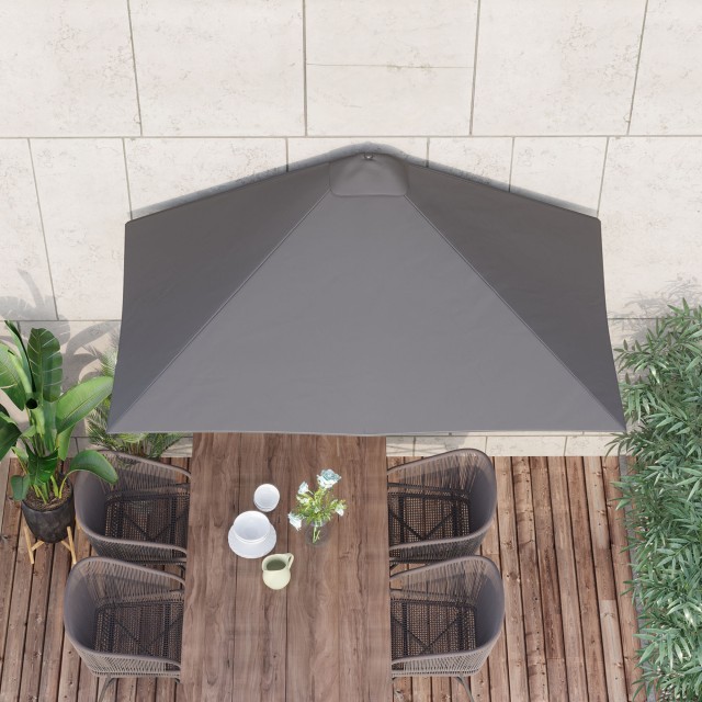 Outsunny Space-Saving Mezzaluna Wall Ombrella με άνοιγμα μανιβέλας, γκρι 84D-074GY