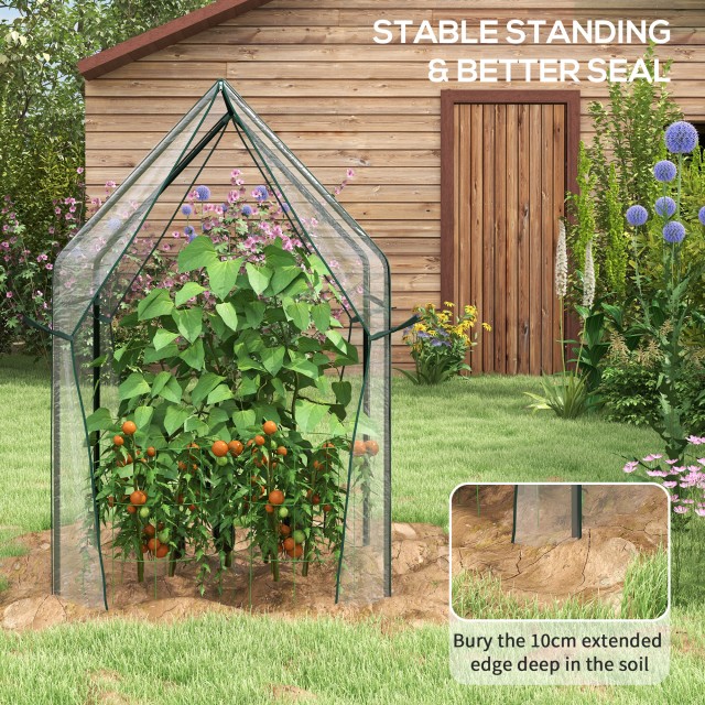 Outsunny Mini Garden Θερμοκήπιο με 2 Ρολόπορτες και κάλυμμα PE 90x90x145cm, Διαφανές 845-955V00CR