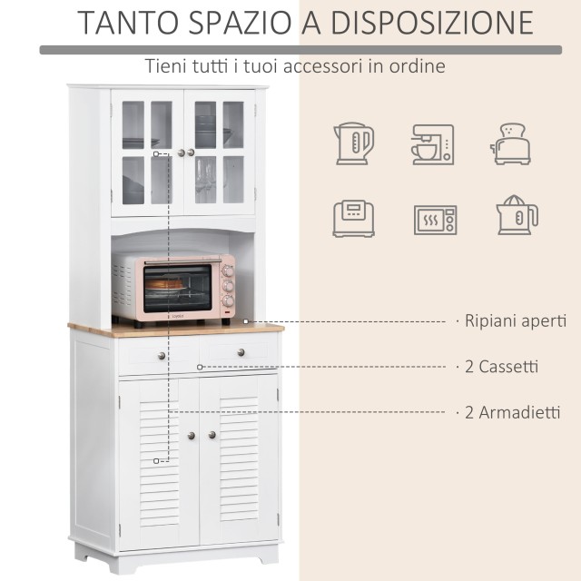 Ξύλινος Μπουφές 68 x 39.5 x 170 cm Χρώματος Λευκό HOMCOM 835-276