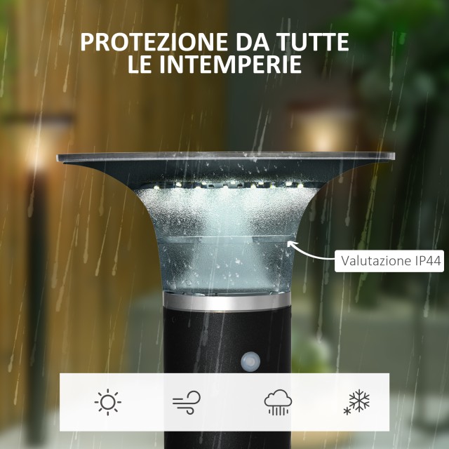 Outsunny Solar Powered Outdoor Light with Dimmable Brightness, Αλουμίνιο, Φ23,5x60cm, Μαύρο B30-008