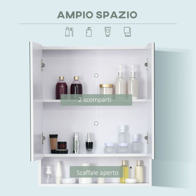 kleankin Ορθογώνιο ντουλάπι καθρέφτη με μπουφέ και ρυθμιζόμενο ράφι...