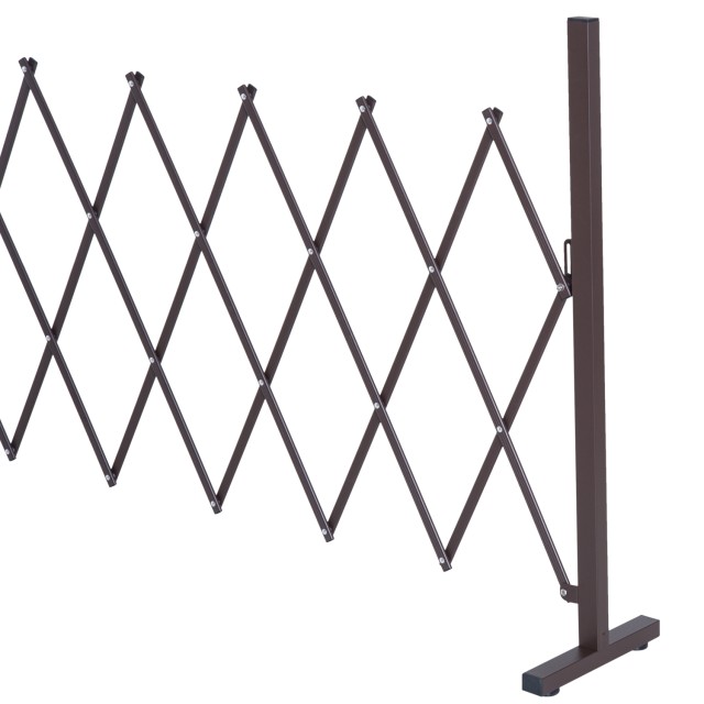 Outsunny Scissor Gate Fence Extendable Scissor Barrier 35-300cm Κήπος Αλουμίνιο καφέ H103,5cm 844-138