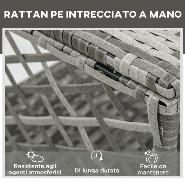 Έπιπλα κήπου Outsunny, Σετ Rattan με ρυθμιζόμενη ξαπλώστρα κήπου και τραπεζάκι σαλονιού 2 επιπέδων 862-054GY
