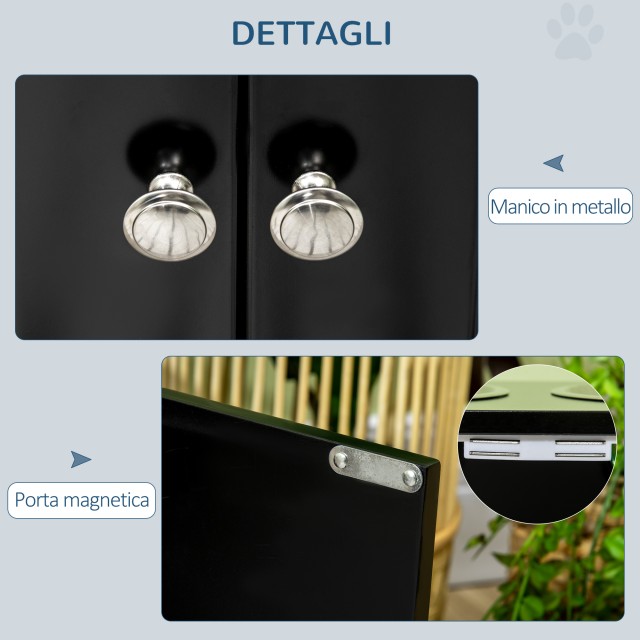 PawHut Raised Dog Bowl με αποθηκευτικό χώρο, 2 αφαιρούμενα μπολ από ανοξείδωτο χάλυβα, 60x30x35,5cm, Μαύρο D08-040V00BK