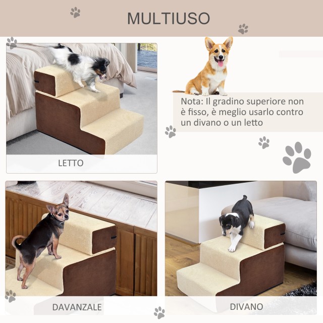 PawHut Dog Ladder 3 Μαλακά αφαιρούμενα και αντιολισθητικά σκαλοπάτια 54x40x39cm D06-004
