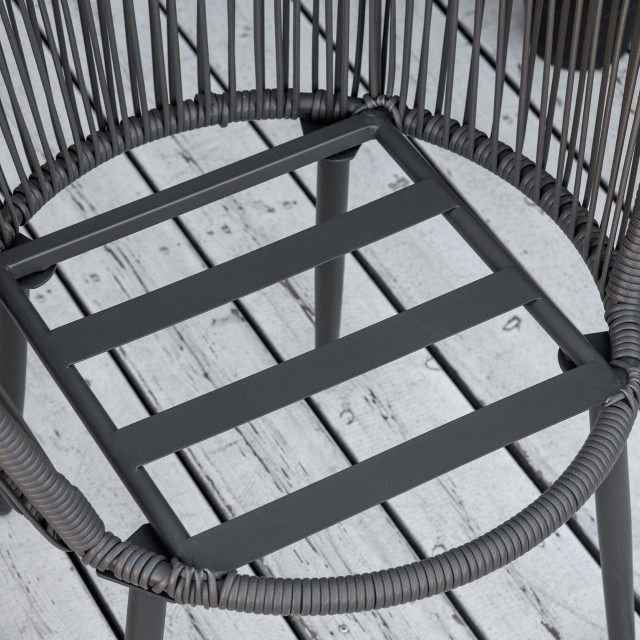 Outsunny Rattan Garden Lounge με 2 πολυθρόνες με μαξιλάρια και γυάλινο τραπεζάκι σαλονιού, γκρι 863-137V00CG