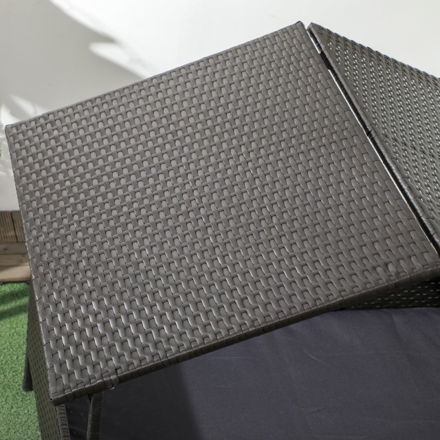 PawHut Raised Dog House με αφαιρούμενο μαξιλάρι, σε PE Rattan and Steel, 117x85x89 cm, Γκρι και Καφέ D02-184V00DR
