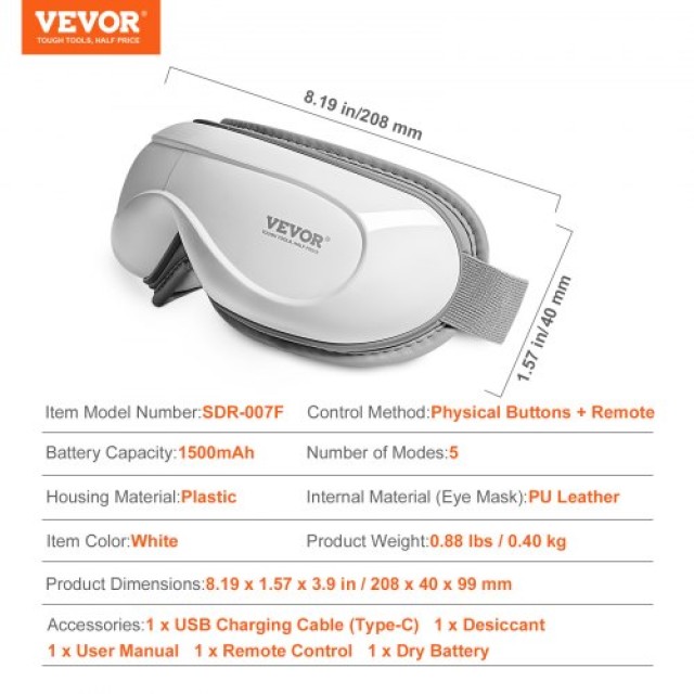 Συσκευή Μασάζ Ματιών VEVOR με Θερμότητα & Bluetooth Μουσική  YBAMQBSYK0000BBD3V9