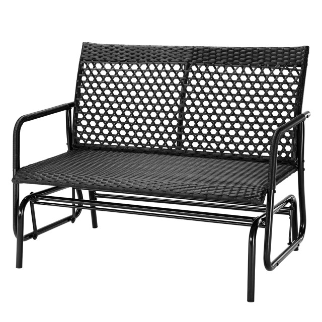 Διθέσια Κούνια Πάγκου από Ρατάν 119 x 79 x 87cm Μαύρο 02842389 BAKAJI
