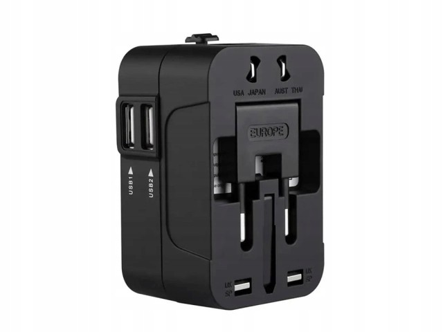 Verk Group Παγκόσμιος Αντάπτορας με Δύο Θύρες USB για UK, USA, EU, ...