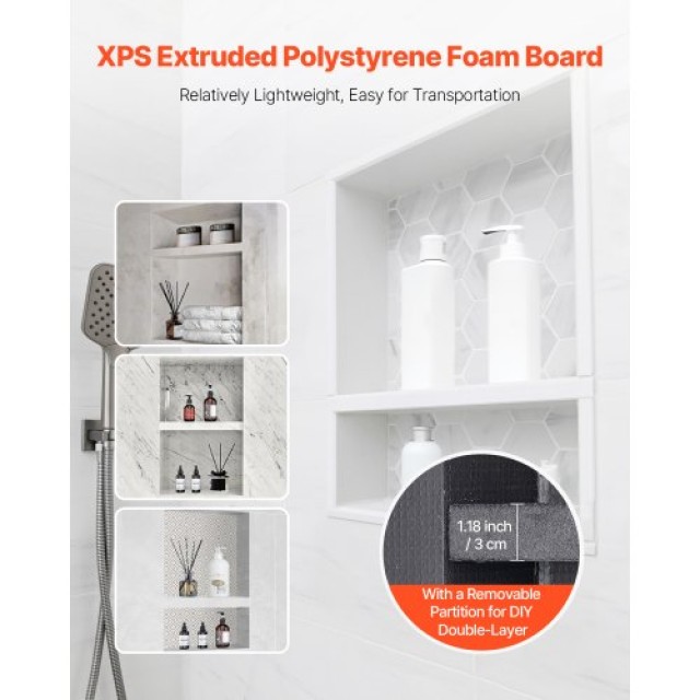 VEVOR Εντοιχισμένο Ράφι Ντους 40.6 x 50.8 x 10.2 cm για Μπάνιο SLLY... VEVOR Εντοιχισμένο Ράφι Ντους 40.6 x 50.8 x 10.2 cm για Μπάνιο SLLY...