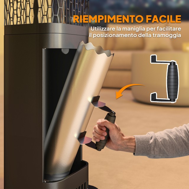 Outsunny Εξωτερική Σόμπα Πέλλετ Ισχύος 6.86Kw με Αντιολισθητική Βάσ...