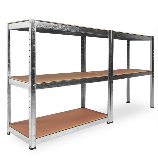 BAKAJI  Ράφι 5 Επιπέδων Μεταλλικό και Ξύλινο 180x90cm Βαρέως Τύπου Γαλβανισμένη Ραφιέρα  02825057