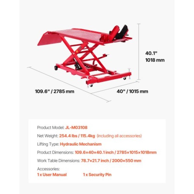 VEVOR Υδραυλικός Γρύλος Μοτοσικλέτας 1000lbs MTCDXSJTYYS1F4CVZV0