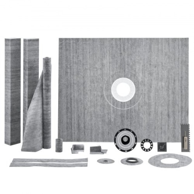 Σετ Ντουζιέρας VEVOR, 1219x1524mm με Κεντρική Φλάντζα PVC, Αδιάβροχη Μεμβράνη, Ανοξείδωτη Σχάρα και Σφραγιστικό, Κατάλληλο για Μπάνιο  PVCLYTJHSPVCXWUQDV0