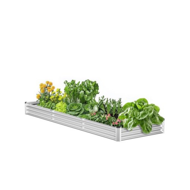 VEVOR Μεταλλικό Υπερυψωμένο Κήπο 12x4x1 πόδια Εξωτερικό Γαλβανισμένο Κουτί Φύτευσης Ασημί JSFXZZCZFXDXNWRELV0