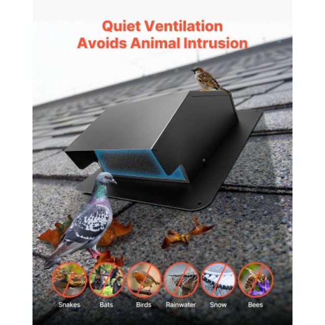 VEVOR Κάλυμμα Εξαερισμού Τοίχου 149 mm με Κουκούλα Μαύρο εξ SPCC Χά...
