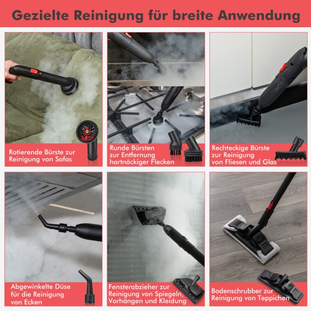 Costway Φορητό Ατμοκαθαριστής 2000W με 15 αξεσουάρ, Πολυλειτουργικό...