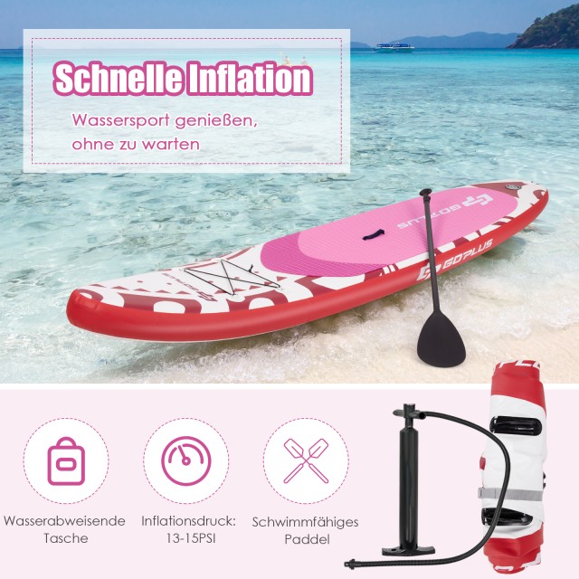 Costway  Φουσκωτή Σανίδα SUP Stand Up Paddle 335 x 76 x 16 cm Ροζ-L...