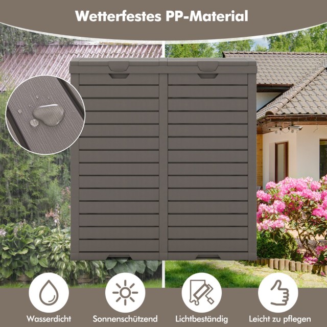 Costway Διπλός Εξωτερικός Κάδος Απορριμμάτων 235L με Δύο Θήκες και ... Costway Διπλός Εξωτερικός Κάδος Απορριμμάτων 235L με Δύο Θήκες και ...