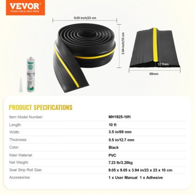VEVOR Αδιάβροχη Ταινία Σφράγισης PVC για Γκαραζόπορτα 3m MFTDT1J10F...