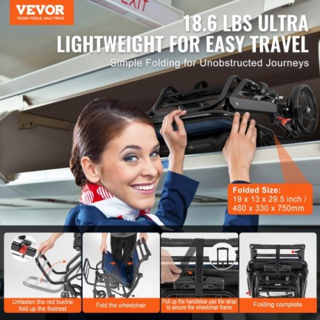 VEVOR Πτυσσόμενο Αμαξίδιο Αλουμινίου 15.75 220lbs  FWYSLYLHJ157O4N02V0