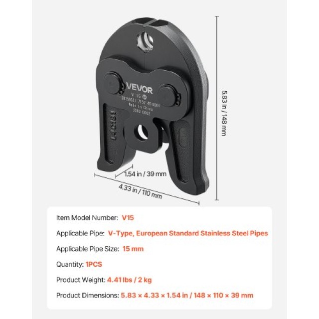 VEVOR Πρέσα V15 15mm για Ανοξείδωτους Σωλήνες V-Type JCYLQ15MMOZKEF...
