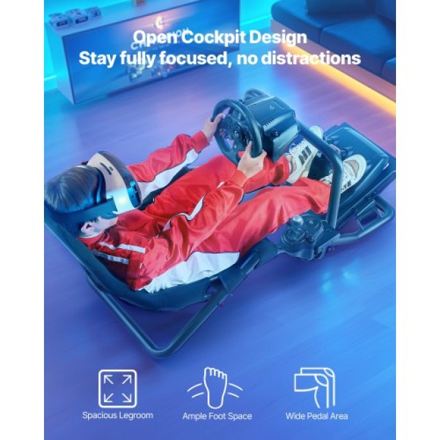 VEVOR Βάση Τιμονιού Αγώνων, Βαρύ Καθήκον Εξομοιωτής, Μαύρο ZXZCYTSC...