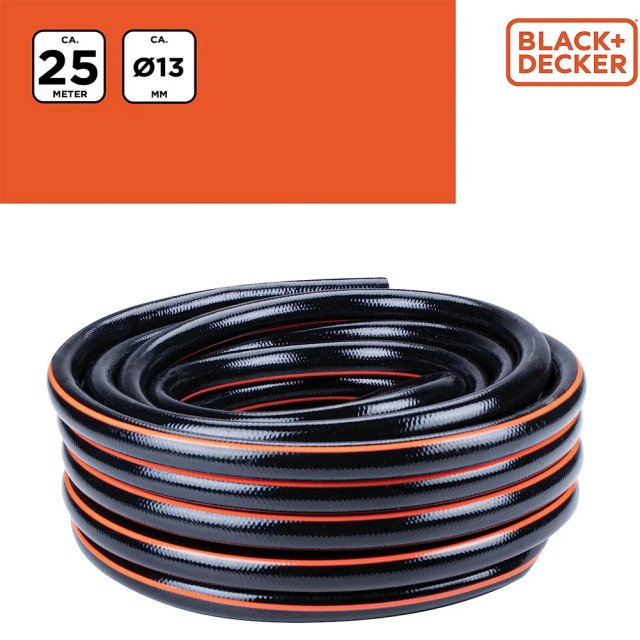 Λάστιχο Κήπου 25m Ø13mm από PVC Ανθεκτικό στις Ακτίνες UV – Πορτοκαλί 02839445 Black & Decker