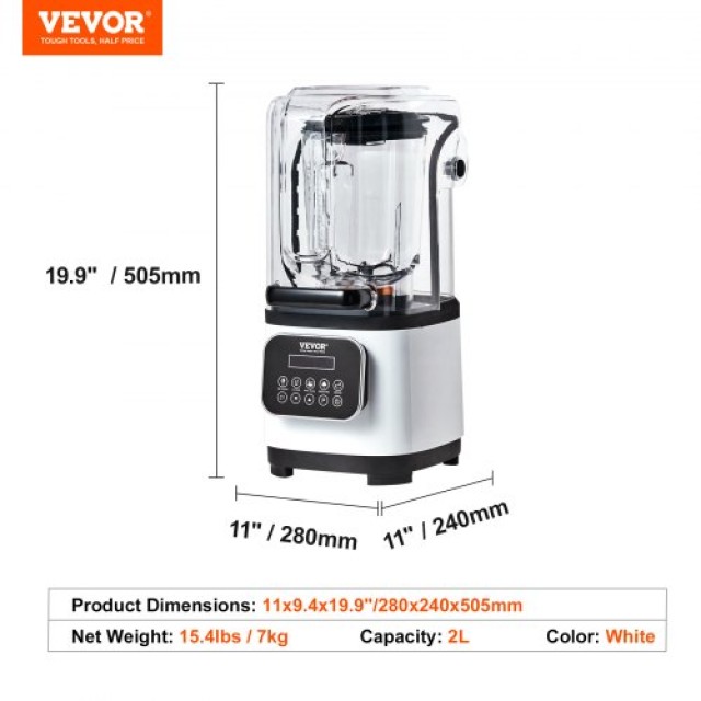 VEVOR Επαγγελματικός Μπλέντερ Πάγκου 68 oz για Smoothies & Shakes TSSBJ20L1600WCAX2V2