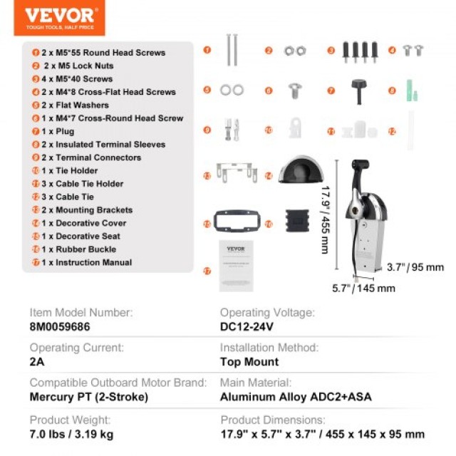 Εξωτερικός Χειρισμός VEVOR για Mercury 2-Χρονες  DZSCYMKZQMER2IOPMV9