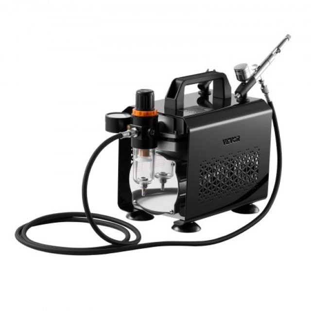 VEVOR Σετ Αερογράφου με Συμπιεστή 1/6 HP, 1 Αερογράφο και 3 Μύτες Β...