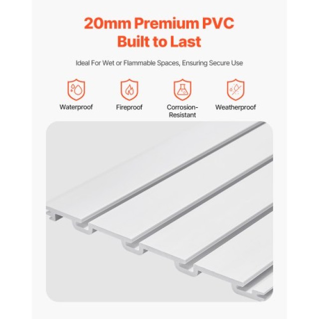 VEVOR Πάνελ Σχάρας PVC Λευκό 8x4 ft με Αξεσουάρ για Γκαράζ BTQBPVC3...