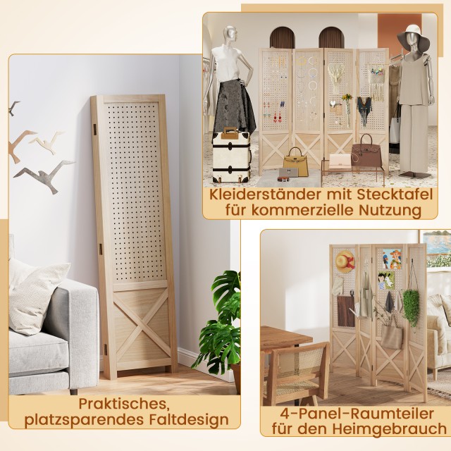 Πτυσσόμενο Διαχωριστικό Δωματίου με Φυσικό Ξύλινο Πλαίσιο και Πίνακ...