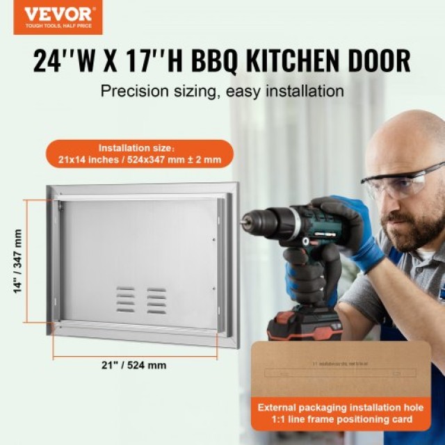 Πόρτα BBQ VEVOR 610x432mm Ανοξείδωτη για Εξωτερική Κουζίνα  DMMBSCJMYS24NIM7FV0