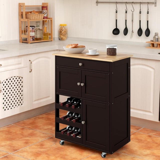 Costway Καρότσι Κουζίνας με Συρτάρια & Ράφι Κρασιών & Επιφάνεια Εργ... Costway Καρότσι Κουζίνας με Συρτάρια & Ράφι Κρασιών & Επιφάνεια Εργ...