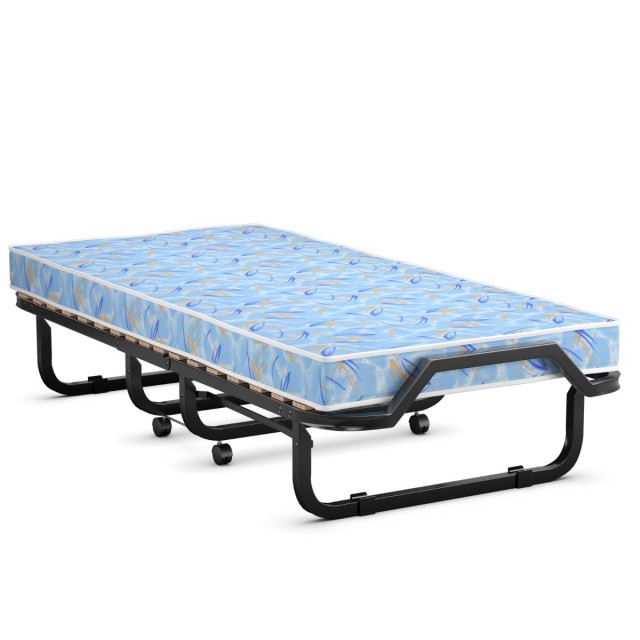 Costway Πτυσσόμενο Κρεβάτι με Πολυτελές Στρώμα Μνήμης & Ρόδες 110 k...