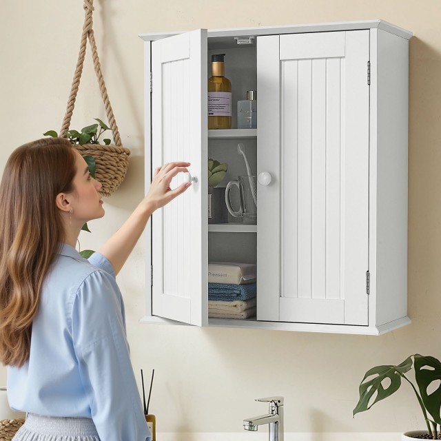 VEVOR Διπλή Ντουλάπα Μπάνιου τοίχου με Ρυθμιζόμενο Ράφι, 53x24x61cm... VEVOR Διπλή Ντουλάπα Μπάνιου τοίχου με Ρυθμιζόμενο Ράφι, 53x24x61cm...