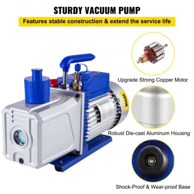 VEVOR Διπλής Σκηνής Αντλία Κενού 10CFM, 1HP για Ψύξη & Αυτοκίνητα (...
