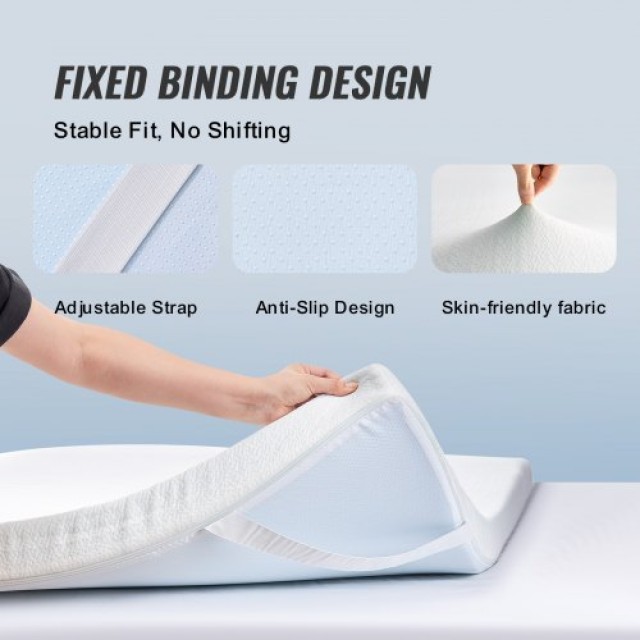 VEVOR  Επίστρωμα Στρώματος Memory Foam Αποσπώμενο & Πλενόμενο Queen 76,2 mm Πάχος JYHMD6080INCMVYELV0