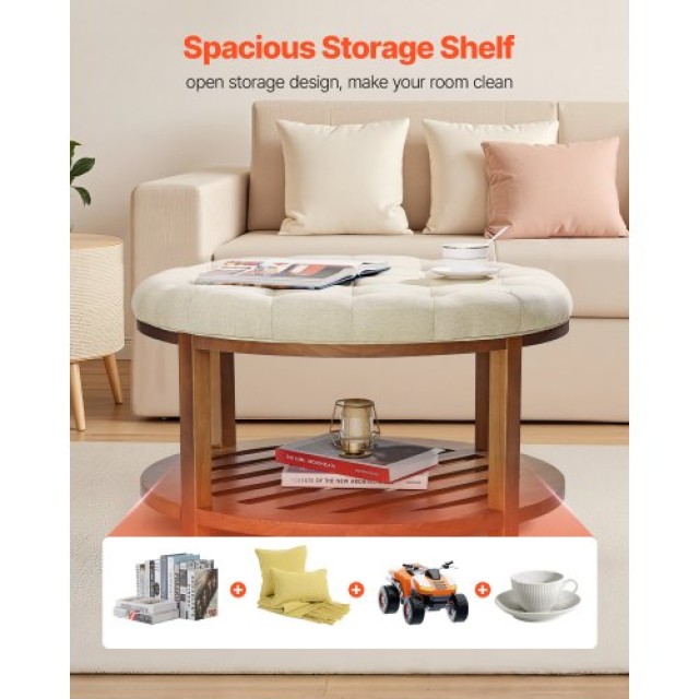 VEVOR Στρογγυλό Λινό Σκαμπό/Τραπέζι με Ράφι, 81 cm BYJDYXWSJKFSU67U...