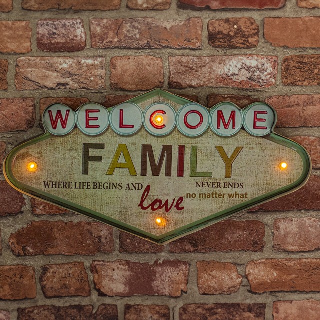 Διακοσμητική Μεταλλική Πινακίδα WELCOME με LED 49x25,5cm HOUSE OF VINTAGE 33826