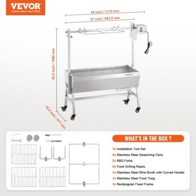 VEVOR Σούβλα Ψησταριάς BBQ για Γουρούνι, Αρνί, Κοτόπουλο 42W 61kg  DDXZKJ35YCCGS1ENDV2